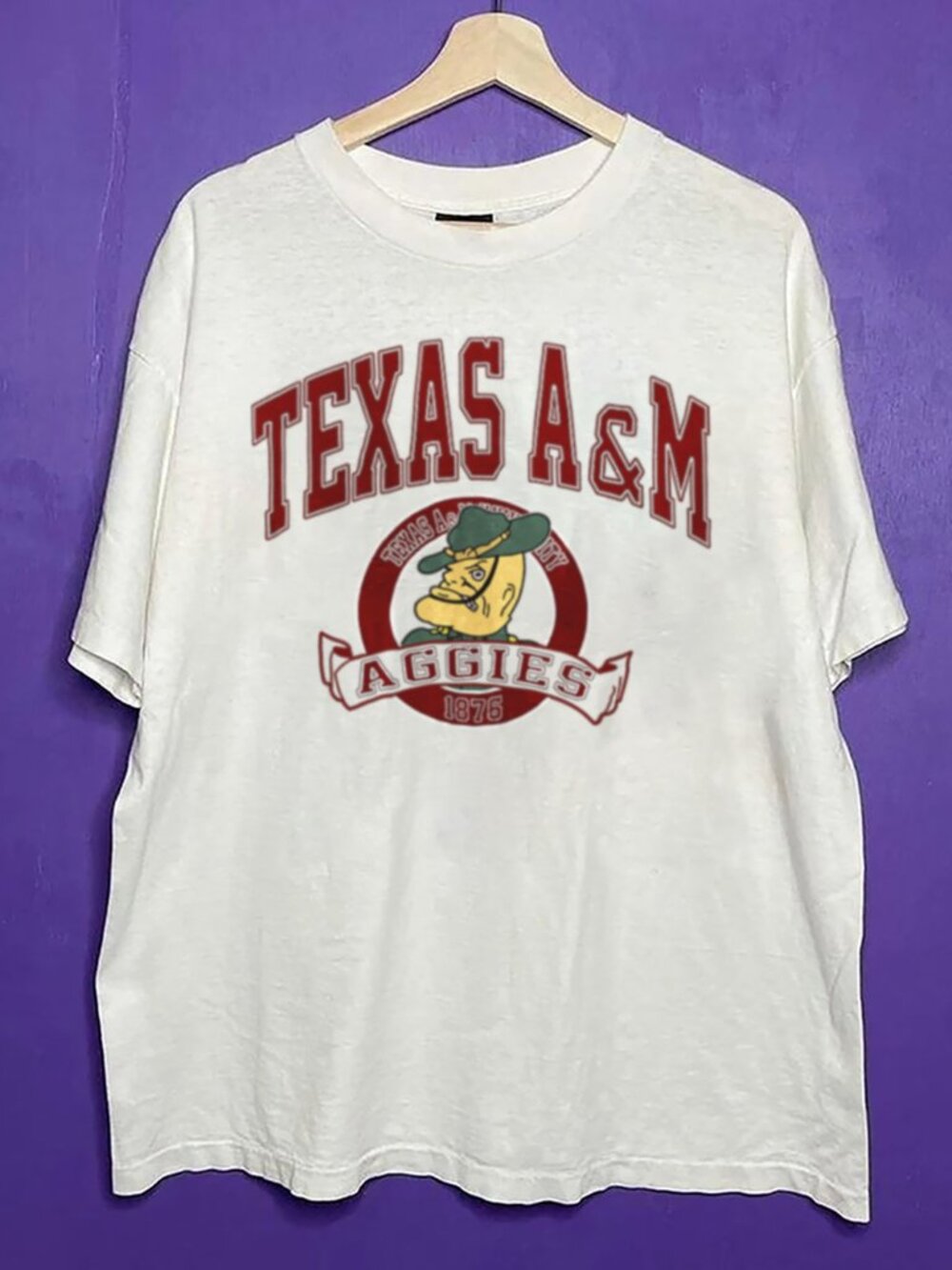 Vintage NCAA Texas A&M Aggies Mascot Football Shirt, Texas AM University Shirt